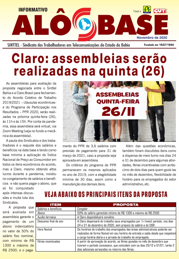 As assembleias da Claro serão realizadas na próxima quinta (26)